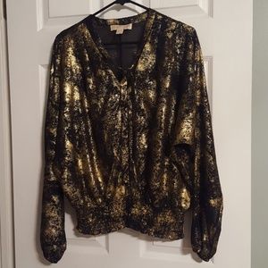 MICHAEL Michael Kors black & gold top